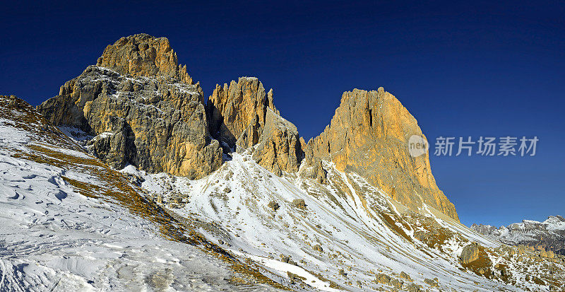 山Sasso Lungo (Langkofel)， Alpe di Siusi, Dolomiti山-南蒂罗尔，意大利，欧洲
